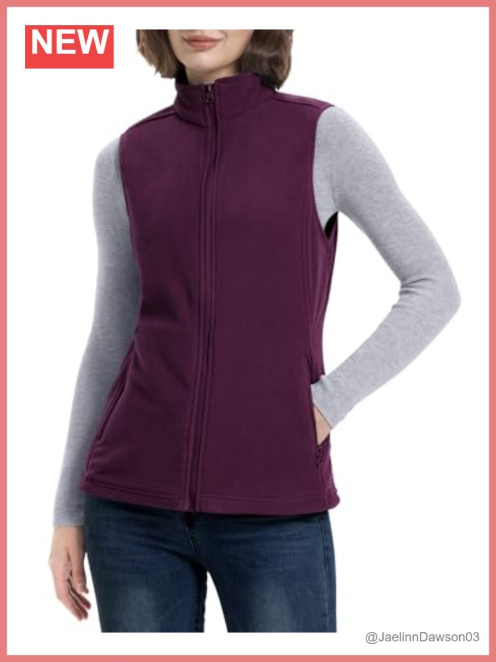 Essentials Women's Zip Up Polar Fleece Vest Lightweight Sleeveless